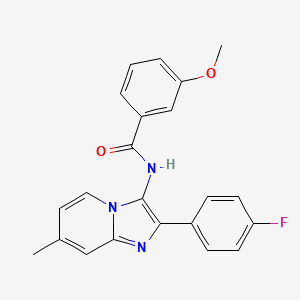 molecular formula C22H18FN3O2 B2578937 N-[2-(4-fluorophenyl)-7-methylimidazo[1,2-a]pyridin-3-yl]-3-methoxybenzamide CAS No. 850931-12-3