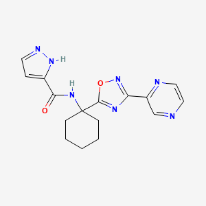 molecular formula C16H17N7O2 B2578949 N-[1-(3-pyrazin-2-yl-1,2,4-oxadiazol-5-yl)cyclohexyl]-1H-pyrazole-3-carboxamide CAS No. 1396674-64-8