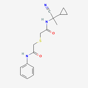 molecular formula C16H19N3O2S B2578955 2-[2-[(1-Cyano-1-cyclopropylethyl)amino]-2-oxoethyl]sulfanyl-N-phenylacetamide CAS No. 1825560-41-5
