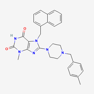 molecular formula C29H30N6O2 B2578957 3-甲基-8-(4-(4-甲基苄基)哌嗪-1-基)-7-(萘-1-基甲基)-1H-嘌呤-2,6(3H,7H)-二酮 CAS No. 898428-32-5