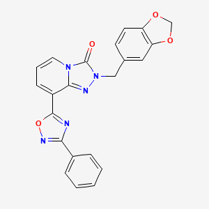 molecular formula C22H15N5O4 B2578974 2-(benzo[d][1,3]dioxol-5-ylmethyl)-8-(3-phenyl-1,2,4-oxadiazol-5-yl)-[1,2,4]triazolo[4,3-a]pyridin-3(2H)-one CAS No. 1216685-75-4