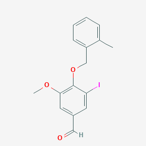 molecular formula C16H15IO3 B2578984 3-Iodo-5-methoxy-4-[(2-methylbenzyl)oxy]benzaldehyde CAS No. 351066-40-5