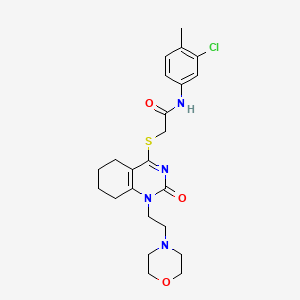 molecular formula C23H29ClN4O3S B2578987 N-(3-氯-4-甲苯基)-2-((1-(2-吗啉乙基)-2-氧代-1,2,5,6,7,8-六氢喹唑啉-4-基)硫代)乙酰胺 CAS No. 898435-07-9