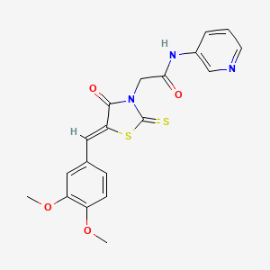 molecular formula C19H17N3O4S2 B2578988 (Z)-2-(5-(3,4-dimethoxybenzylidene)-4-oxo-2-thioxothiazolidin-3-yl)-N-(pyridin-3-yl)acetamide CAS No. 681832-63-3