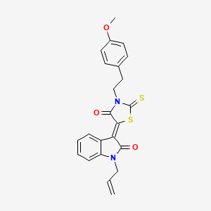 molecular formula C23H20N2O3S2 B2578995 (Z)-5-(1-allyl-2-oxoindolin-3-ylidene)-3-(4-methoxyphenethyl)-2-thioxothiazolidin-4-one CAS No. 538340-50-0