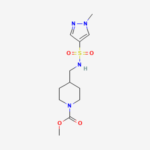 molecular formula C12H20N4O4S B2579005 甲基4-((1-甲基-1H-吡唑-4-磺酰胺)甲基)哌啶-1-羧酸酯 CAS No. 1797647-54-1
