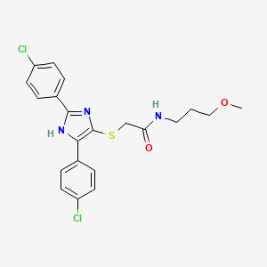 molecular formula C21H21Cl2N3O2S B2579008 2-((2,5-双(4-氯苯基)-1H-咪唑-4-基)硫代)-N-(3-甲氧基丙基)乙酰胺 CAS No. 901241-76-7