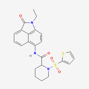 molecular formula C23H23N3O4S2 B2579009 N-(1-ethyl-2-oxo-1,2-dihydrobenzo[cd]indol-6-yl)-1-(thiophen-2-ylsulfonyl)piperidine-2-carboxamide CAS No. 1049829-22-2