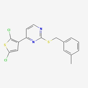 molecular formula C16H12Cl2N2S2 B2579012 4-(2,5-二氯-3-噻吩基)-2-嘧啶基 3-甲基苄基硫醚 CAS No. 343374-82-3