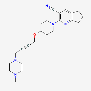 molecular formula C23H31N5O B2579018 2-(4-{[4-(4-methylpiperazin-1-yl)but-2-yn-1-yl]oxy}piperidin-1-yl)-5H,6H,7H-cyclopenta[b]pyridine-3-carbonitrile CAS No. 2415456-31-2