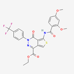 molecular formula C25H20F3N3O6S B2579019 Ethyl 5-[(2,4-dimethoxybenzoyl)amino]-4-oxo-3-[4-(trifluoromethyl)phenyl]thieno[3,4-d]pyridazine-1-carboxylate CAS No. 851951-19-4