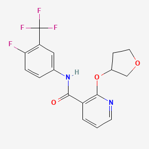 molecular formula C17H14F4N2O3 B2579020 N-(4-fluoro-3-(trifluoromethyl)phenyl)-2-((tetrahydrofuran-3-yl)oxy)nicotinamide CAS No. 2034390-18-4