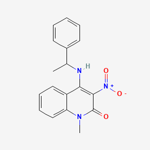 molecular formula C18H17N3O3 B2579023 1-methyl-3-nitro-4-((1-phenylethyl)amino)quinolin-2(1H)-one CAS No. 850719-57-2