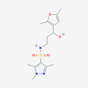 molecular formula C15H23N3O4S B2579025 N-(3-(2,5-dimethylfuran-3-yl)-3-hydroxypropyl)-1,3,5-trimethyl-1H-pyrazole-4-sulfonamide CAS No. 1448069-82-6