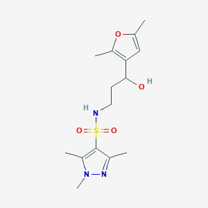 molecular formula C15H23N3O4S B2579025 N-(3-(2,5-二甲基呋喃-3-基)-3-羟基丙基)-1,3,5-三甲基-1H-吡唑-4-磺酰胺 CAS No. 1448069-82-6