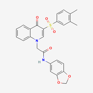 molecular formula C26H22N2O6S B2579028 N-1,3-benzodioxol-5-yl-2-[3-[(3,4-dimethylphenyl)sulfonyl]-4-oxoquinolin-1(4H)-yl]acetamide CAS No. 902278-72-2