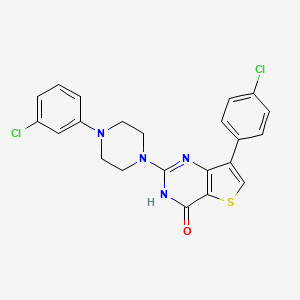 molecular formula C22H18Cl2N4OS B2579031 7-(4-氯苯基)-2-[4-(3-氯苯基)哌嗪-1-基]噻吩并[3,2-d]嘧啶-4(3H)-酮 CAS No. 1207059-58-2