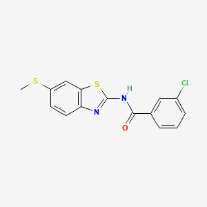 molecular formula C15H11ClN2OS2 B2579036 3-chloro-N-(6-(methylthio)benzo[d]thiazol-2-yl)benzamide CAS No. 922572-64-3