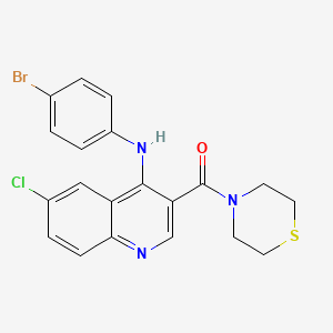 molecular formula C20H17BrClN3OS B2579045 (4-((4-溴苯基)氨基)-6-氯喹啉-3-基)(硫代吗啉)甲酮 CAS No. 1358946-09-4
