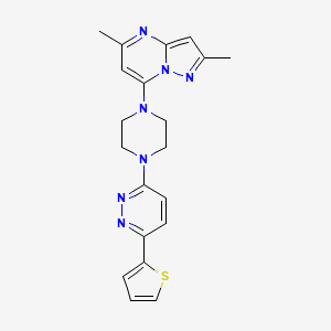 molecular formula C20H21N7S B2579047 2,5-Dimethyl-7-[4-(6-thiophen-2-ylpyridazin-3-yl)piperazin-1-yl]pyrazolo[1,5-a]pyrimidine CAS No. 2380192-03-8