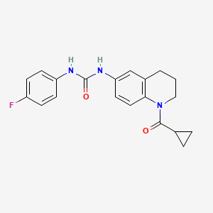 molecular formula C20H20FN3O2 B2579048 1-(1-(Cyclopropanecarbonyl)-1,2,3,4-tetrahydroquinolin-6-yl)-3-(4-fluorophenyl)urea CAS No. 1203338-44-6