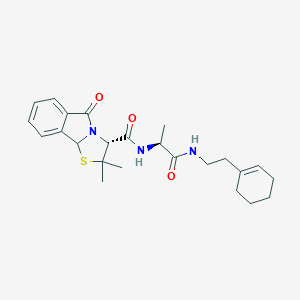 molecular formula C24H31N3O3S B257905 N-(2-{[2-(1-cyclohexen-1-yl)ethyl]amino}-1-methyl-2-oxoethyl)-2,2-dimethyl-5-oxo-2,3,5,9b-tetrahydro[1,3]thiazolo[2,3-a]isoindole-3-carboxamide 