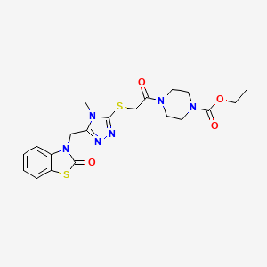 molecular formula C20H24N6O4S2 B2579051 ethyl 4-(2-((4-methyl-5-((2-oxobenzo[d]thiazol-3(2H)-yl)methyl)-4H-1,2,4-triazol-3-yl)thio)acetyl)piperazine-1-carboxylate CAS No. 847400-14-0