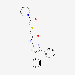 molecular formula C24H25N3O2S2 B2579058 N-(4,5-二苯并噻唑-2-基)-2-((2-氧代-2-(哌啶-1-基)乙基)硫代)乙酰胺 CAS No. 681225-63-8