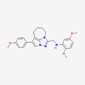 molecular formula C25H28N4O3 B2579062 2,5-dimethoxy-N-((1-(4-methoxyphenyl)-5,6,7,8-tetrahydro-2a,3,4a-triazacyclopenta[cd]azulen-4-yl)methyl)aniline CAS No. 877814-14-7