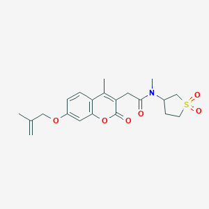 molecular formula C21H25NO6S B257909 N-(1,1-dioxidotetrahydro-3-thienyl)-N-methyl-2-{4-methyl-7-[(2-methyl-2-propenyl)oxy]-2-oxo-2H-chromen-3-yl}acetamide 