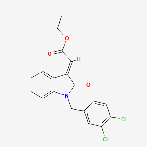 molecular formula C19H15Cl2NO3 B2579091 乙基(2E)-2-[1-[(3,4-二氯苯基)甲基]-2-氧代吲哚-3-亚基]乙酸酯 CAS No. 338393-07-0