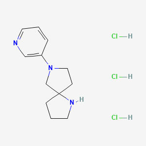 molecular formula C12H20Cl3N3 B2579147 7-Pyridin-3-yl-1,7-diaza-spiro[4.4]nonane 3HCl CAS No. 1159824-71-1