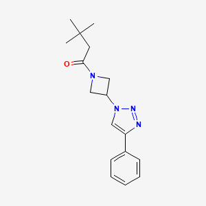 molecular formula C17H22N4O B2579148 3,3-二甲基-1-(3-(4-苯基-1H-1,2,3-三唑-1-基)氮杂环丁-1-基)丁-1-酮 CAS No. 2034291-13-7