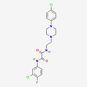 molecular formula C20H21Cl2FN4O2 B2579157 N1-(3-chloro-4-fluorophenyl)-N2-(2-(4-(4-chlorophenyl)piperazin-1-yl)ethyl)oxalamide CAS No. 1049422-62-9
