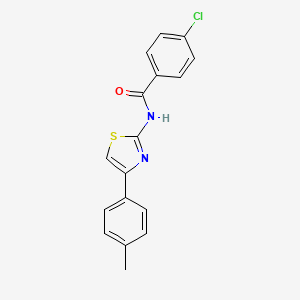 molecular formula C17H13ClN2OS B2579160 4-chloro-N-[4-(4-methylphenyl)-1,3-thiazol-2-yl]benzamide CAS No. 103966-04-7