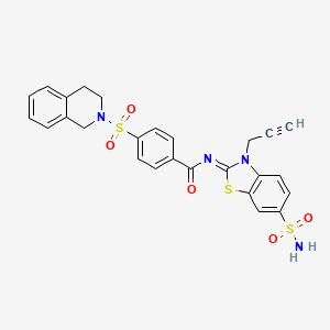 molecular formula C26H22N4O5S3 B2579169 4-(3,4-dihydro-1H-isoquinolin-2-ylsulfonyl)-N-(3-prop-2-ynyl-6-sulfamoyl-1,3-benzothiazol-2-ylidene)benzamide CAS No. 865182-28-1
