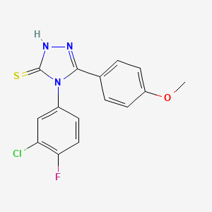 molecular formula C15H11ClFN3OS B2579176 4-(3-chloro-4-fluorophenyl)-5-(4-methoxyphenyl)-4H-1,2,4-triazole-3-thiol CAS No. 380349-22-4
