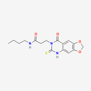molecular formula C16H19N3O4S B2579179 N-丁基-3-(8-氧代-6-硫代-5,6-二氢-[1,3]二氧杂环[4,5-g]喹唑啉-7(8H)-基)丙酰胺 CAS No. 688054-86-6