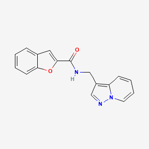 molecular formula C17H13N3O2 B2579182 N-(吡唑并[1,5-a]吡啶-3-基甲基)苯并呋喃-2-甲酰胺 CAS No. 1396846-64-2