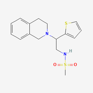 molecular formula C16H20N2O2S2 B2579183 N-(2-(3,4-dihydroisoquinolin-2(1H)-yl)-2-(thiophen-2-yl)ethyl)methanesulfonamide CAS No. 906159-84-0