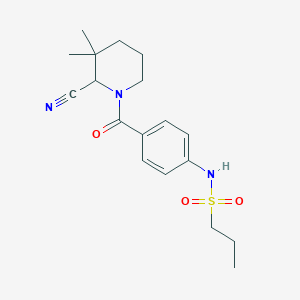 molecular formula C18H25N3O3S B2579184 N-[4-(2-Cyano-3,3-dimethylpiperidine-1-carbonyl)phenyl]propane-1-sulfonamide CAS No. 2261197-71-9