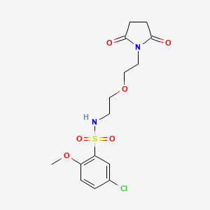 molecular formula C15H19ClN2O6S B2579187 5-氯-N-(2-(2-(2,5-二氧代吡咯烷-1-基)乙氧基)乙基)-2-甲氧基苯磺酰胺 CAS No. 2034539-02-9