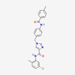 molecular formula C26H23ClN4O2 B2579191 N-(5-chloro-2-methylphenyl)-1-(4-(4-methylbenzamido)benzyl)-1H-imidazole-4-carboxamide CAS No. 1251603-58-3