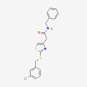 molecular formula C19H17ClN2OS2 B2579194 N-benzyl-2-(2-((3-chlorobenzyl)thio)thiazol-4-yl)acetamide CAS No. 953966-05-7