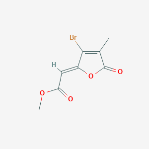 molecular formula C8H7BrO4 B2579196 Methyl (Z)-(3-bromo-4-methyl-5-oxofuran-2(5H)-ylidene)ethanoate CAS No. 1451878-28-6