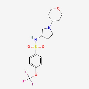 molecular formula C16H21F3N2O4S B2579205 N-[1-(Oxan-4-yl)pyrrolidin-3-yl]-4-(trifluoromethoxy)benzenesulfonamide CAS No. 2415532-08-8