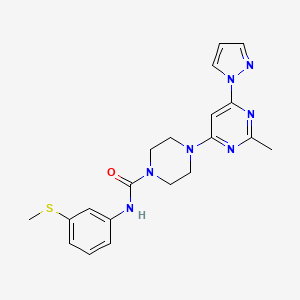 molecular formula C20H23N7OS B2579213 4-(2-methyl-6-(1H-pyrazol-1-yl)pyrimidin-4-yl)-N-(3-(methylthio)phenyl)piperazine-1-carboxamide CAS No. 1170792-57-0