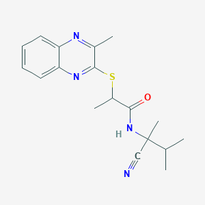 molecular formula C18H22N4OS B2579221 N-(1-cyano-1,2-dimethylpropyl)-2-[(3-methylquinoxalin-2-yl)sulfanyl]propanamide CAS No. 1241031-92-4