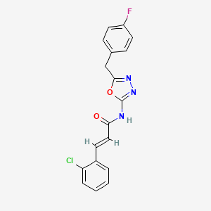 molecular formula C18H13ClFN3O2 B2579223 (E)-3-(2-chlorophenyl)-N-(5-(4-fluorobenzyl)-1,3,4-oxadiazol-2-yl)acrylamide CAS No. 954647-95-1