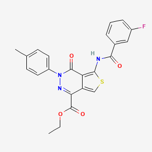 molecular formula C23H18FN3O4S B2579227 5-(3-氟苯甲酰氨基)-4-氧代-3-(对甲苯基)-3,4-二氢噻吩并[3,4-d]嘧啶-1-羧酸乙酯 CAS No. 851948-24-8